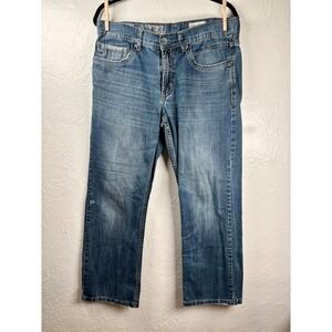 TK Axel Mens Slim Bootcut Jeans Medium Wash Blue Denim 32x30 Distressed